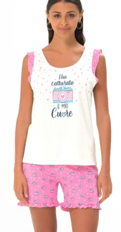 Pigiama Donna Canottiera100% Cotone MI-A-MY By Linclalor 74247 Special Price