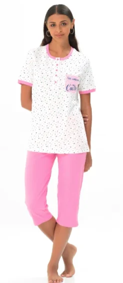 Pigiama Donna M/M Pinocchietto 100% Cotone MI-A-MY By Linclalor 74251 Special Price