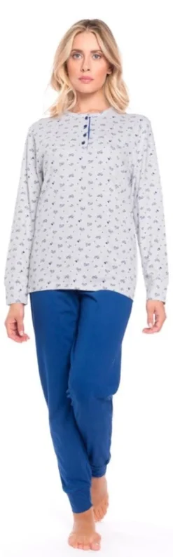 Pigiama Donna Manica Lunga 100% Cotone Karel 8047