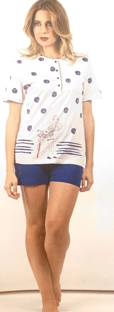 Pigiama Donna Corto Calibrato 100% Cotone Karelpiu' 4132 1 Pigiama Donna Corto Calibrato 100% Cotone Karelpiu' 4132
